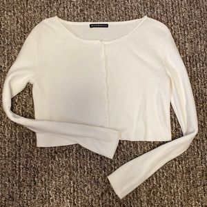 brandy melville white/cream cropped button down sweater
